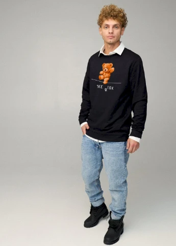 Чорний світшот чоловічий oversize /no flis/ YAPPI малюнок (251424268)
