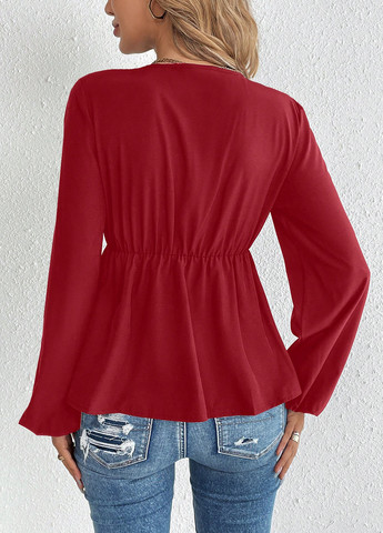 Бордова блуза на запах SHEIN