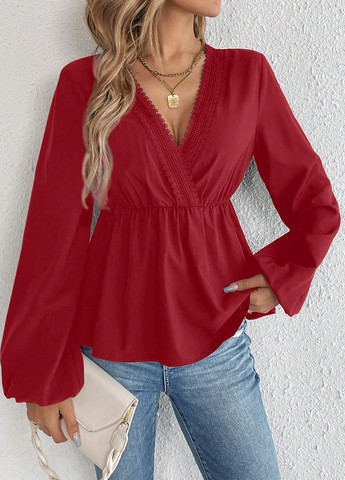 Бордова блуза на запах SHEIN