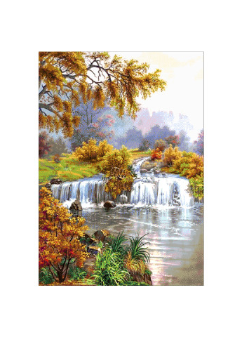 Набір для вишивання бісером Пейзаж біля водоспаду 72х105 см Александра Токарева (188847995)
