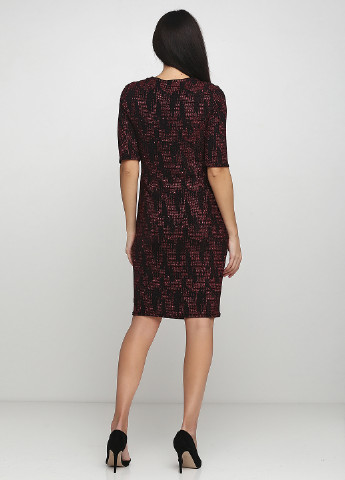 Бордовое кэжуал платье футляр Linea с абстрактным узором