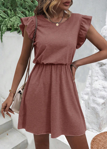 Темно-розовое кэжуал платье клеш SHEIN меланжевое