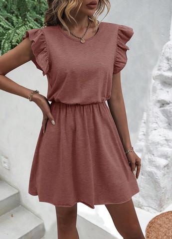 Темно-розовое кэжуал платье клеш SHEIN меланжевое