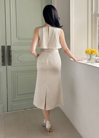 Кремова святковий сукня годе SHEIN однотонна