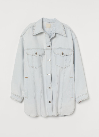 Куртка-сорочка H&M однотонна світло блакитна джинсова