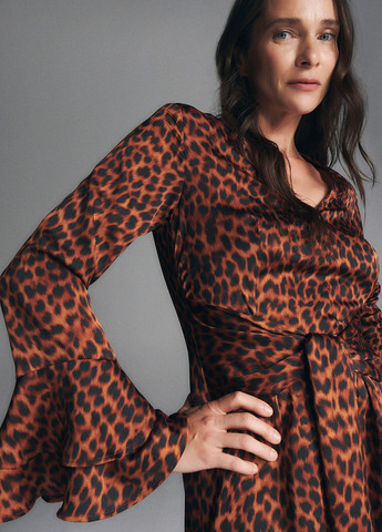 Коричневое кэжуал платье клеш Reserved леопардовый