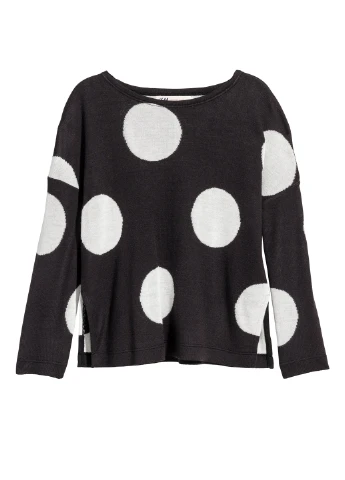 Лонгслів,чорний в білі візерунки, H&M (255192666)