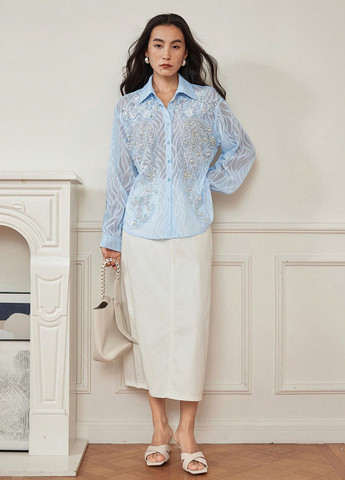 Блакитна блуза SHEIN