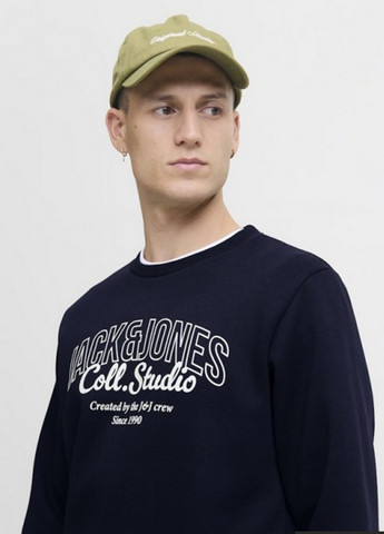 Темно-синий свитшот Jack & Jones логотип без декора (364663393)