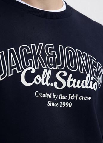Темно-синий свитшот Jack & Jones логотип без декора (364663393)