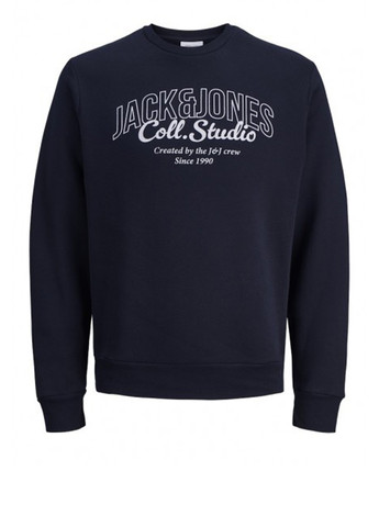 Темно-синий свитшот Jack & Jones логотип без декора (364663393)