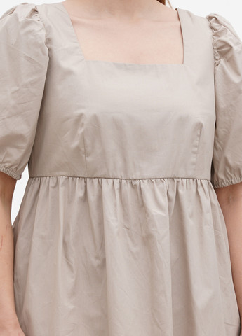 Бежевое кэжуал платье а-силуэт H&M однотонное