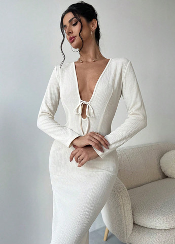 Кремовое праздничный платье SHEIN однотонное