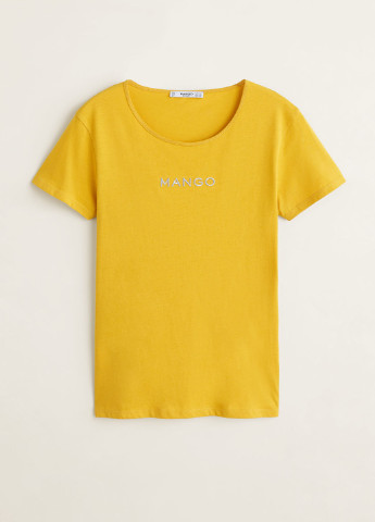 Горчичная летняя футболка Mango