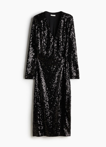 Чорна вечірня сукня на запах H&M однотонна