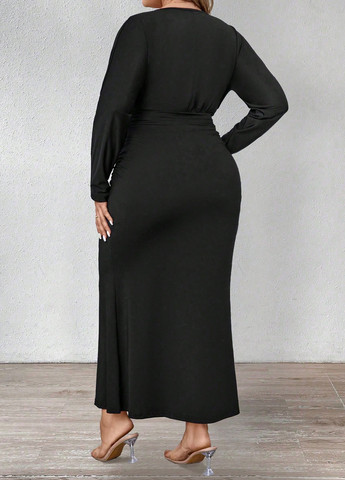 Черное коктейльное, кэжуал платье годе SHEIN однотонное