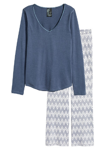 Синяя всесезон пижама (лонгслив, брюки) H&M
