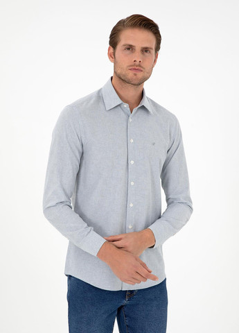 Индиго кэжуал рубашка в клетку Pierre Cardin