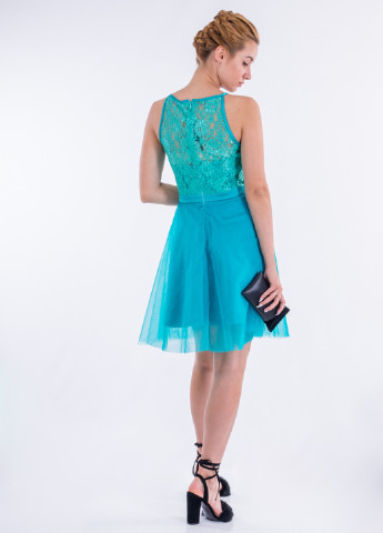 Голубое коктейльное платье клеш Sarah Chole однотонное