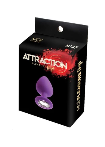 Анальная пробка с кристаллом Attraction Toys №48 Purple, длина 8,2см, диаметр 3,5см MAI (254953837)