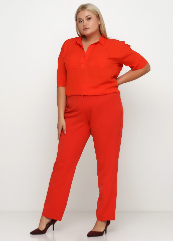 Оранжево-красные кэжуал демисезонные прямые брюки LabelBe