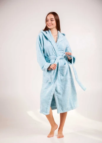 Халат махровий Bella, MicroCotton, однобарвний, блакитний, розмір XXL (3800980994699) Bulgaria-Tex (251707696)