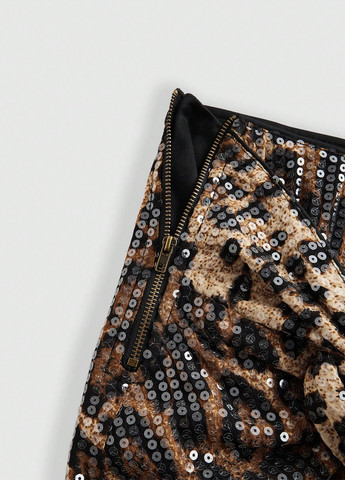 Разноцветная коктейльный, вечерний с анималистичным узором юбка SHEIN