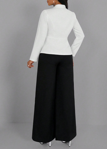 Чорно-білий демісезонний комплект (блуза, штани) SHEIN