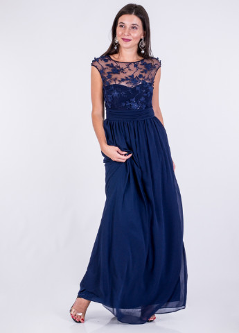 Темно-синя вечірня плаття, сукня кльош Sistaglam однотонна