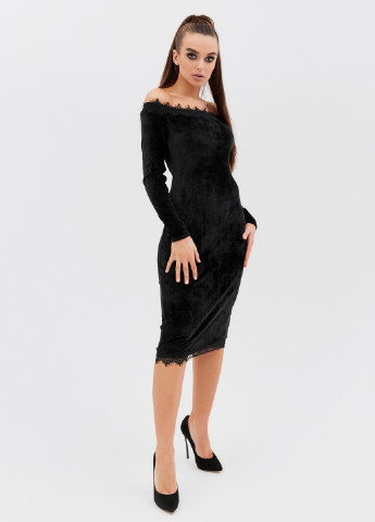 Чорна коктейльна сукня футляр ST-Seventeen однотонна