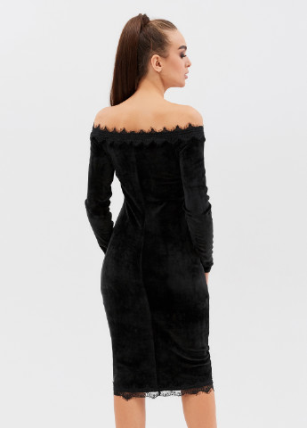 Черное коктейльное платье футляр ST-Seventeen однотонное