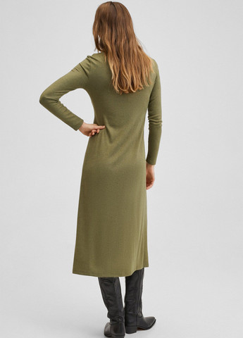 Зеленое кэжуал платье а-силуэт Mango однотонное