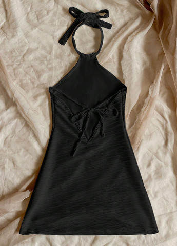 Чорна кежуал сукня з відкритою спиною SHEIN однотонна