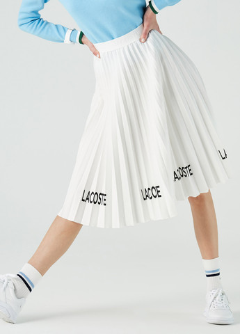Белая кэжуал с логотипом юбка Lacoste плиссе
