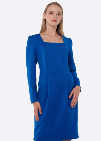 Синее деловое платье футляр Cat Orange однотонное