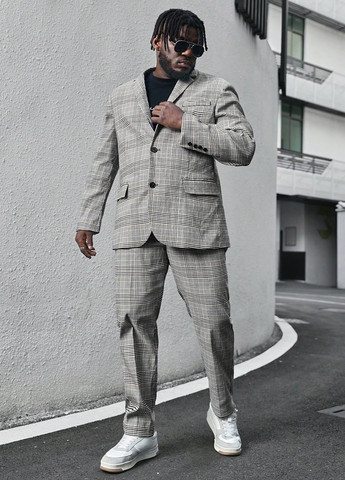 Сірий демісезонний костюм (піджак, штани) брючний SHEIN