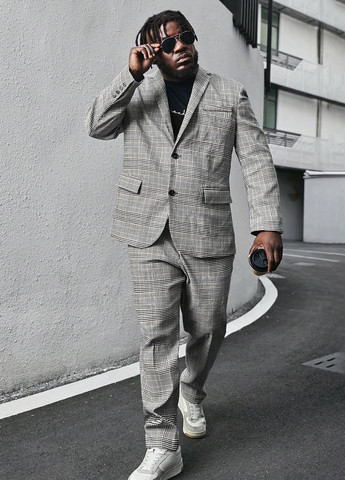 Сірий демісезонний костюм (піджак, штани) брючний SHEIN