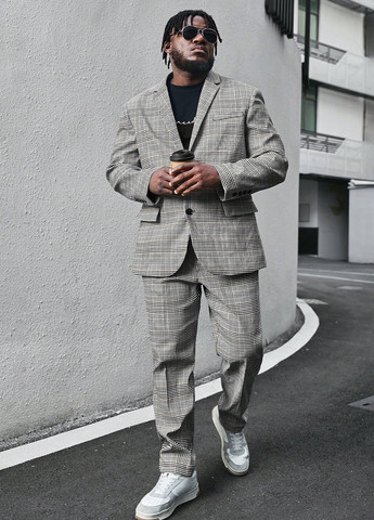 Сірий демісезонний костюм (піджак, штани) брючний SHEIN