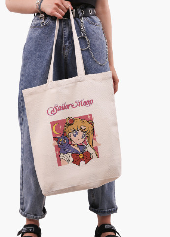 Эко сумка шоппер белая аниме Сейлор Мун (Sailor Moon) (9227-2659-WTD-1) экосумка шопер 41*39*8 см MobiPrint (215977339)