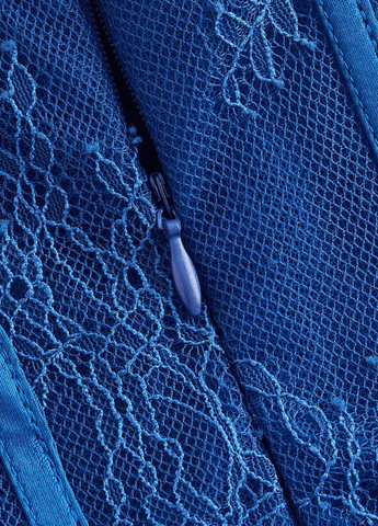 Індиго святковий, вечірня сукня зі шлейфом, з корсетом, з відкритою спиною, з відкритими плечима SHEIN однотонна