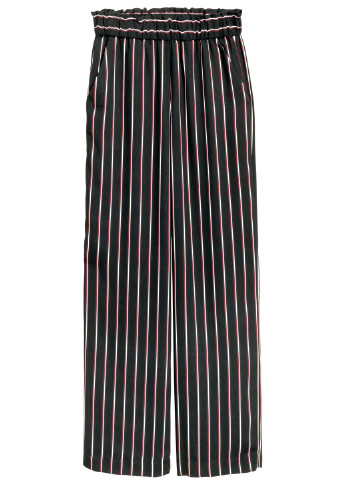 Штани H&M прямі смужки чорні кежуали поліестер