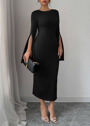 Чорна вечірня сукня силуетна SHEIN однотонна