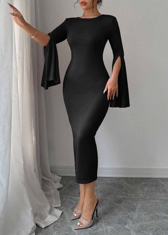 Чорна вечірня сукня силуетна SHEIN однотонна