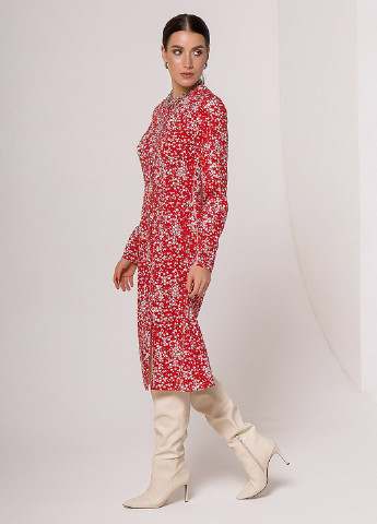 Красное деловое платья ISSA PLUS с цветочным принтом