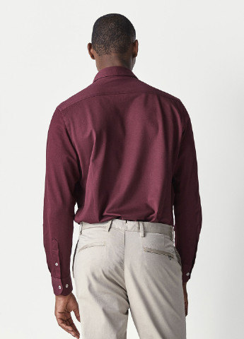 Бордовая классическая рубашка однотонная Massimo Dutti с длинным рукавом
