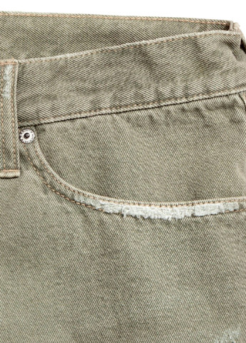 Шорти H&M однотонні сіро-зелені джинсові бавовна