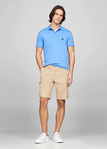 Голубой футболка-поло для мужчин Tommy Hilfiger однотонная