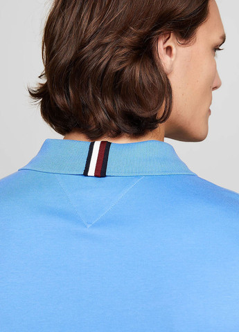 Голубой футболка-поло для мужчин Tommy Hilfiger однотонная