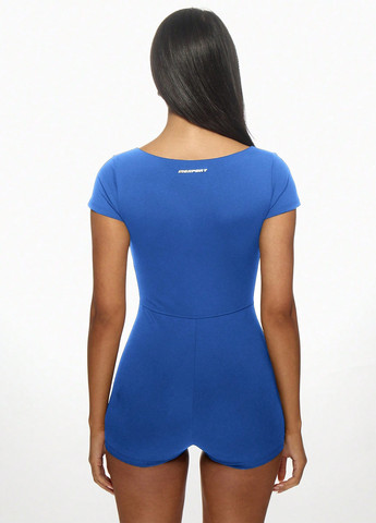 Комбинезон SHEIN однотонный синий спортивный полиамид