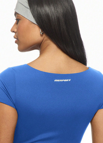 Комбинезон SHEIN однотонный синий спортивный полиамид